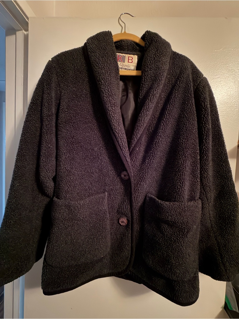 Kristen Blake Women’s Teddy Bear Coat Black Sherpa Jacket - XS